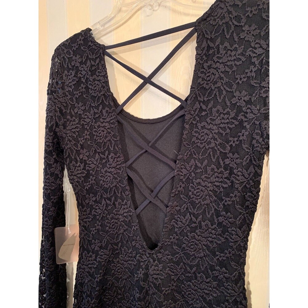 "Little Black Dress" Forever 21 Black ROSES Lace Dress Xtra Small NEW W/ TAGS